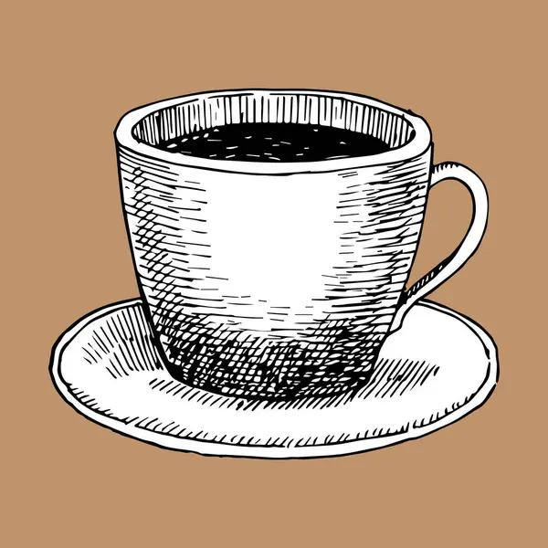 Tasse Schwarzer Kaffee Handgezeichnete Skizze Vektorillustration lizenzfreie Stockvektoren