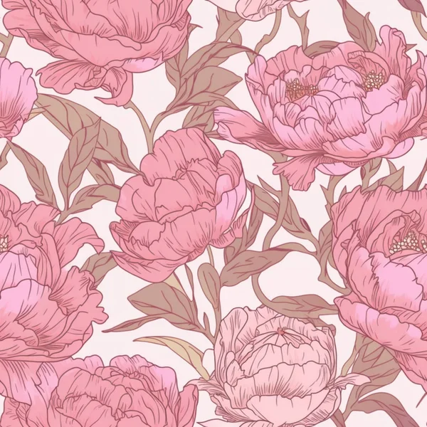 Seamless Pattern Peonies Pink Background Generative Content — Stock Photo, Image