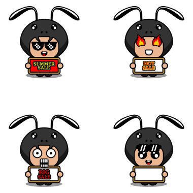 vector cute cartoon character ant animal mascot costume set summer sale bundle collection