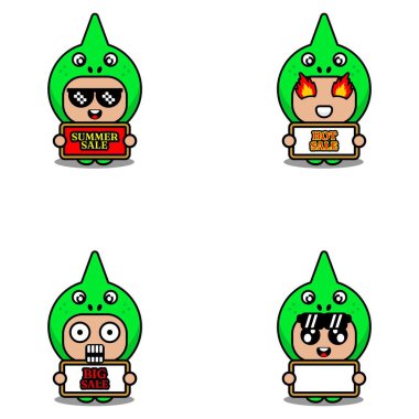 vector cute cartoon character chameleon animal mascot costume set summer sale bundle collection