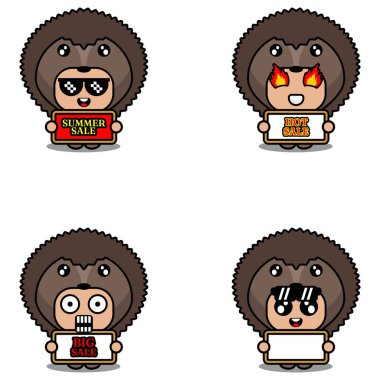 vector cute cartoon character hadgehog animal mascot costume set summer sale bundle collection