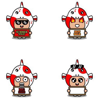 cute cartoon character vector koi fish animal mascot costume set summer sale bundle collection