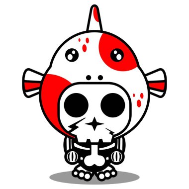 vector illustration of mascot costume cartoon character animal man koi fish cute skull