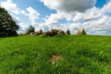 Aşağı Saksonya 'daki Helmstedt yakınlarındaki bir megalitik mezarın taşları rastgele dizilmiş gibi görünüyor..