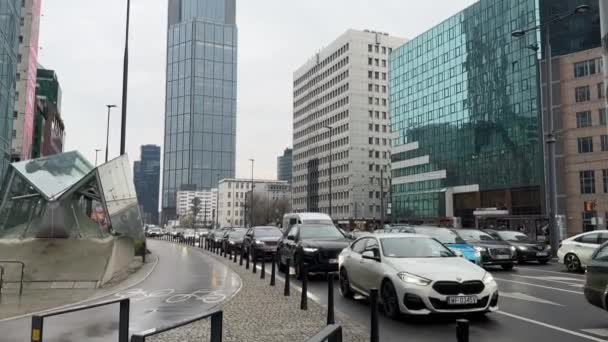 Warsaw Poland March 2024 Streets Warsaw City Center Rush Hours — Stock Video