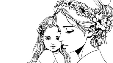 Biri genç, diğeri yaşlı iki bayanın siyah beyaz görüntüsü. Birbirlerine sıkıca sarılıyorlar.