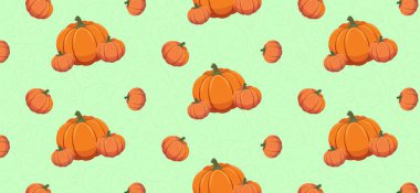 Nane arkaplanındaki sonbahar balkabağı deseni kıvrımlı detaylarla, neşeli bir renk paletinde. Şükran Günü tasarım elementleri, tekstil ve kırtasiye malzemeleri için..