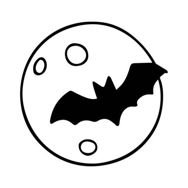 Dolunayda uçan bir yarasanın silueti gizemli ve ürkütücü bir ortam yaratıyor. Cadılar Bayramı ve gece teması için ideal.