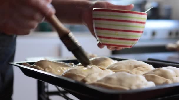 Smaki Dziedzictwa Latynoska Starsza Kobieta Przygotowując Chilijskie Pieczone Wołowiny Empanadas — Wideo stockowe
