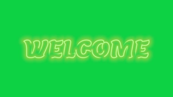 Bienvenue Texte Couleur Rouge Fluo Bannière Fond Écran Vert — Video