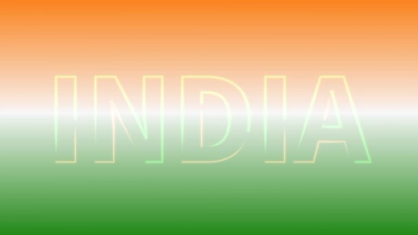 Indický Textový Prapor Oranžové Bílé Zelené Barvě Grediant — Stock video