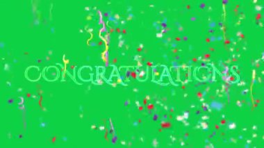Tebrikler basit metin afişi yeşil ekran arkaplanı