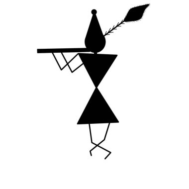 Beyaz arkaplanda Sree Krishna warli sanat çizimleri 