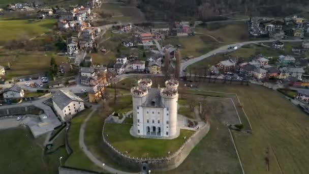 Vista Superior Castelo Aymavilles Aosta Valley — Vídeo de Stock
