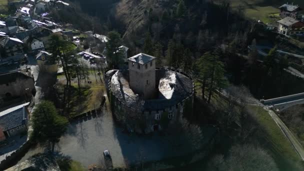 Vista Aérea Introd Castle Aosta Valley Itália — Vídeo de Stock
