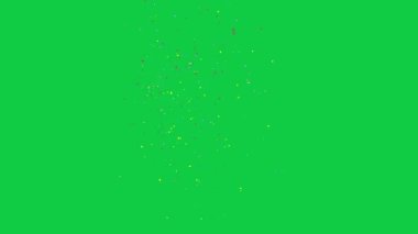 Yeşil ekranda renkli konfeti patlaması