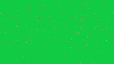 Yeşil ekranda altın konfeti patlaması.