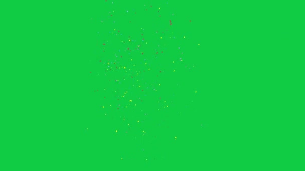 緑の画面にカラフルなコンフェッティの爆発 — ストック動画