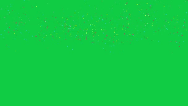 Confetes Coloridos Caindo Tela Verde — Vídeo de Stock