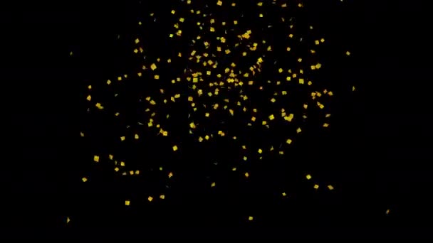 Gold Confetti Cannon Animatie Alpha Screen — Stockvideo