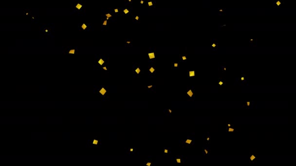 Gold Confetti Spada Animacji Tle Ekranu Alfa — Wideo stockowe
