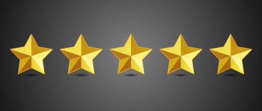 Beş yıldız derecelendirme vektörü simgesi