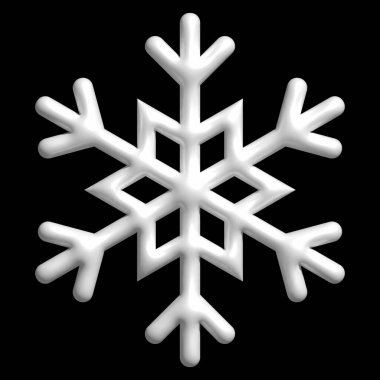 Siyah arkaplanda izole edilmiş üç boyutlu kar tanelerinin gösterimi.
