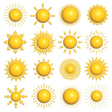 3D güneş simgeleri kümesi