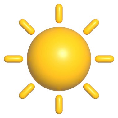 illustration of 3d sun icon isolated on white background clipart