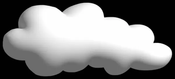 3D cartoon cloud isolated on black background.
