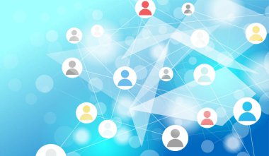 Sosyal ağ bağlantısı kavramı mavi arkaplan