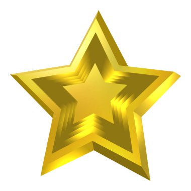 Beyaz arkaplanda izole edilmiş 3d altın yıldız simgesi