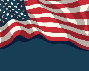 Amerika Bayrak Arkaplanı. Amerikan Bayrağı 'nı sallıyor. Biçimlendirilmiş ABD Bayrak Vektörü İllüstrasyonu.