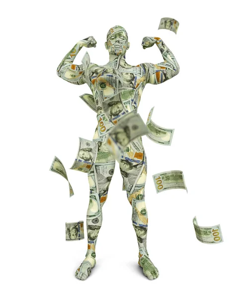 Representación Figura Humana Compuesta Por Billetes Dólares Estadounidenses Imagen De Stock