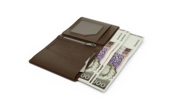 Cüzdanında Hırvat kuna notlarının 3B yorumlanması