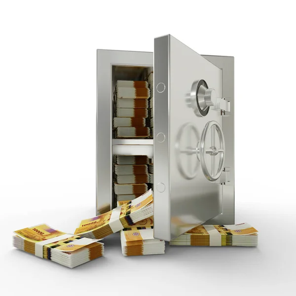 Bundles Comorian Franc Steel Safe Box Rendering Stacks Money Metallic Royalty Free Stock Images