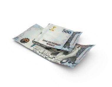 Çift Suudi Riyal notlarının üç boyutlu yorumlanması beyaz arkaplanda izole edildi