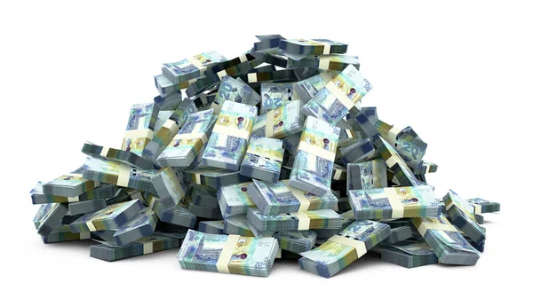 Big Pile Kuwaiti Dinar Notes Lot Money White Background Rendering — Foto de Stock