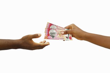 Üç boyutlu el vermek Mauritian Rupisi 'ni başka bir ele verdi. El alımı parası