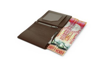 Cüzdanında Mauritian Rupisi 'nin 3B canlandırması