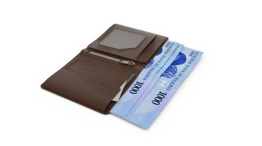 Cüzdanında Nijerya Naira notlarının 3D canlandırması