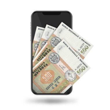 Moldova LEU 'nun 3d Görünümü cep telefonu içerisine notlar