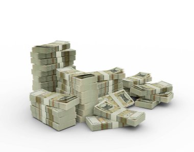 Moldova zambağı yığını. Beyaz arkaplanda izole edilmiş 3d para demetleri