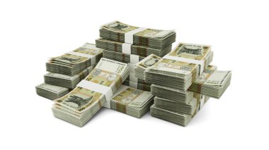 Moldova zambağı yığını. Banknotların 3B görüntülenmesi