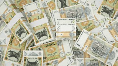 Yüzeye yayılmış Moldova leu notlarının 3B görüntülenmesi