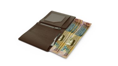 Cüzdanında Ürdün dinarı notlarının 3 boyutlu canlandırması