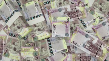 Yüzeye yayılmış Botswanan Pula notlarının 3B görüntülenmesi