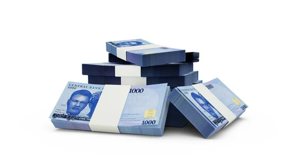 3d rendering of Stack of 1000 Nigeria Naira notes. bundles of Nigerian currency notes isolated on white background