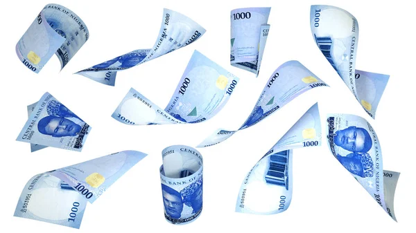 Rendering Nuove 1000 Note Naira Nigeriana Che Volano Diverse Angolazioni Immagini Stock Royalty Free