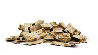 3D yığın 20.000 Venezuela Bolvares notları beyaz arka planda izole